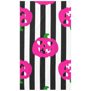 pink halloween heart pumpkin striped tablecloth