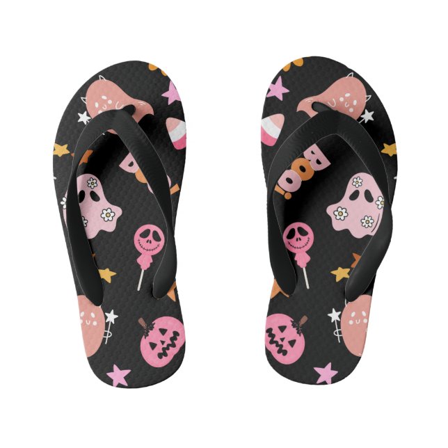 Pink Halloween Kid's Thongs (Footbed)