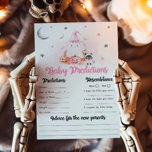 Pink Halloween Little Boo Baby Predictions Game