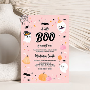 Pink Halloween Little Boo Baby Shower Invitation