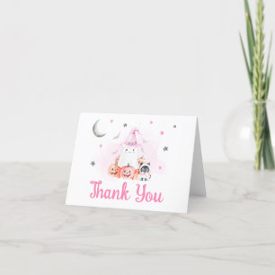 Pink Halloween Little Boo Baby Shower Thank You Card