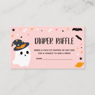 Pink Halloween Little Boo Diaper Raffle Enclosure Card
