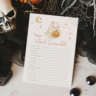 Pink Halloween Little Boo Word Scramble Game Game