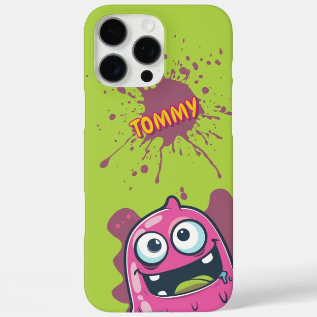 Pink Halloween Monster over Green Background Case-Mate iPhone Case (Back)