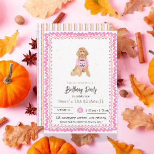 Pink Halloween Party Invitation dog halloween