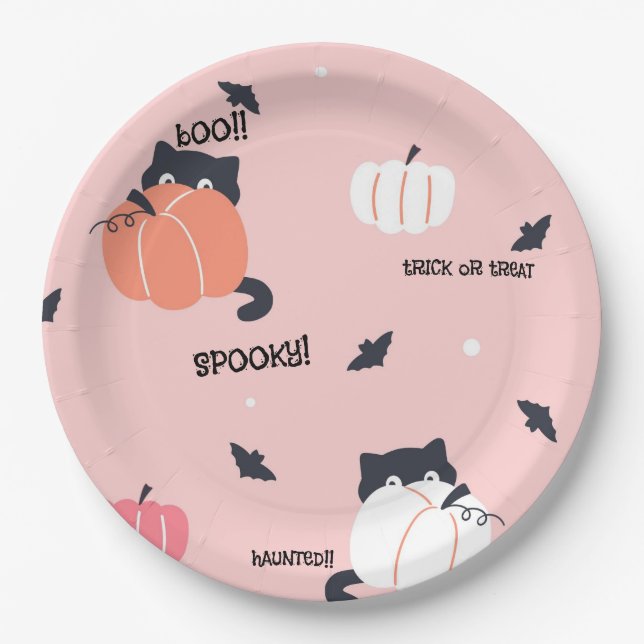 PINK HALLOWEEN PARTY PLATES (Front)