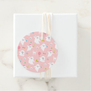 Pink Halloween Party Treats Ghost Pattern Favour Tags