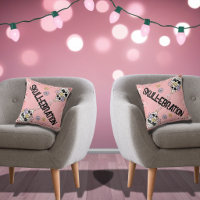 Pink Halloween Pillow and Spooky Cute Floral Skull