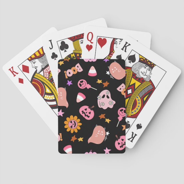 Pink Halloween Playing Cards (Back)