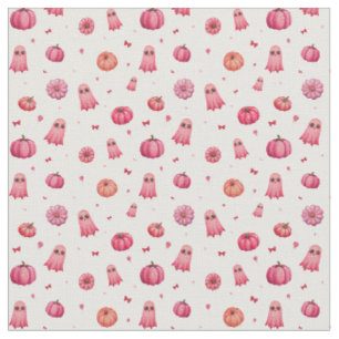 Pink Halloween Pumpkins Fabric