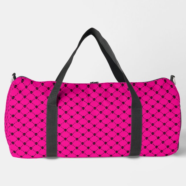 pink halloween skull crossbones print  duffle bag (Front)