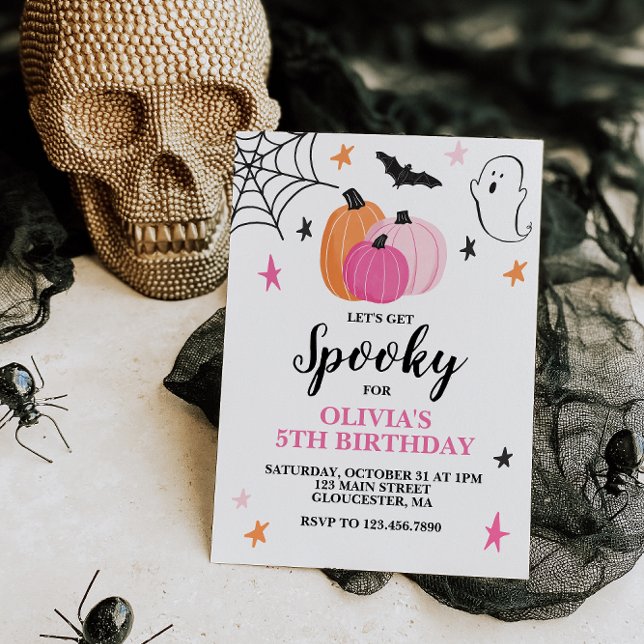 Pink Halloween Spooktacular Girl Birthday Invitation (Creator Uploaded)