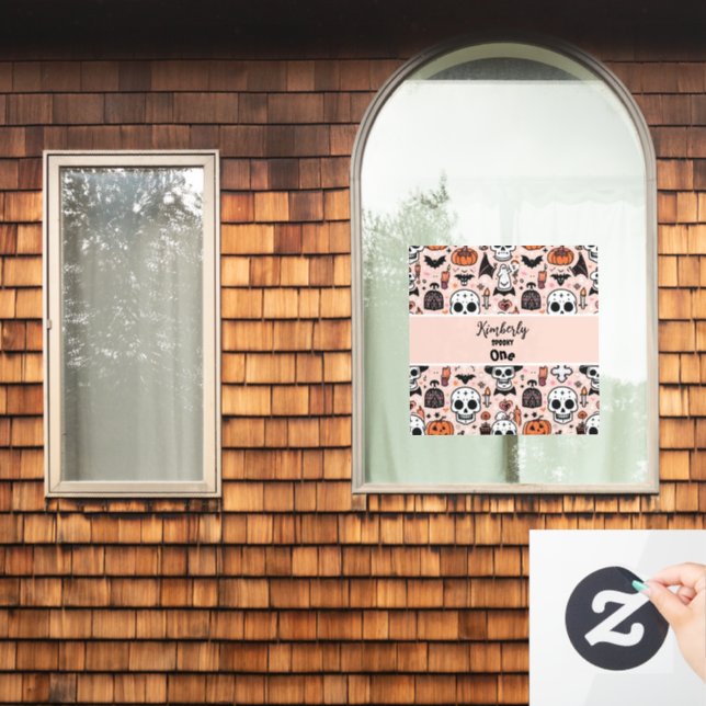 Pink Halloween Trick or Treat Custom Family Name (Home Window)