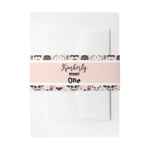Pink Halloween Trick or Treat Custom Family Name Invitation Belly Band