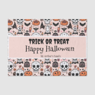 Pink Halloween Trick or Treat Custom Family Name Tissue Paper