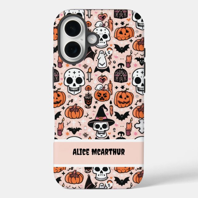 Pink Halloween Trick or Treat Custom Name Case-Mate iPhone Case (Back)