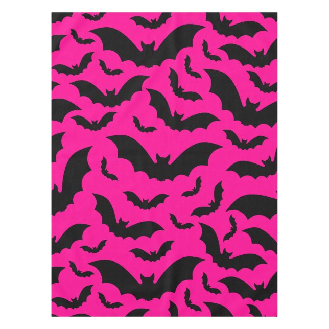 pink halloween vampire bats gothic tablecloth (Front)