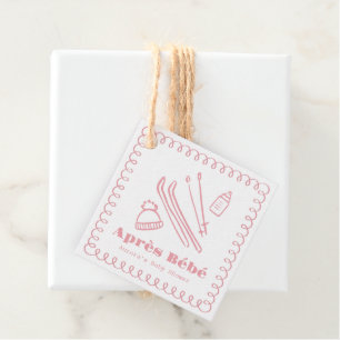 Pink Hand-Drawn Après Bébé Girl Baby Shower Favour Tags