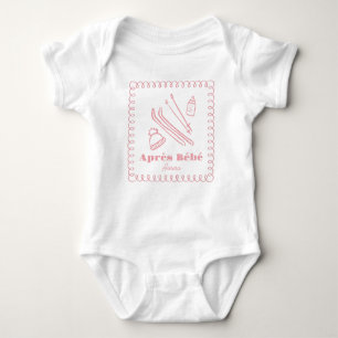 Pink Hand-Drawn Après Bébé Girl Winter Ski Baby Bodysuit