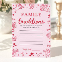Pink Hand Drawn Baby Shower Family Traditions Game
