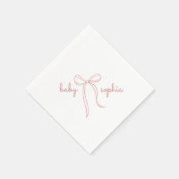 pink Hand Drawn Bow Girl Baby Shower