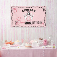 Pink Hand Drawn BOWling Bows Girl Birthday Party
