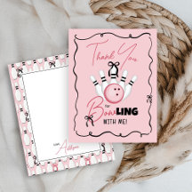 Pink Hand Drawn BOWling Bows Girl Birthday Party