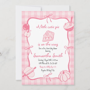 Pink Hand Drawn Cutie Pie Baby Shower Invitation