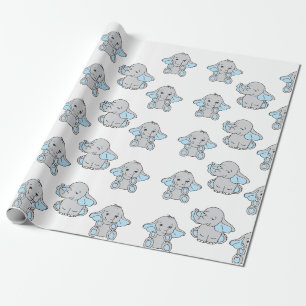 Pink Hand Drawn Elephant Pattern Elephant Cartoon Wrapping Paper