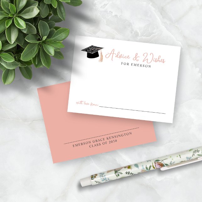 Pink Hand Drawn Graduation Doodle Advice Wishes Enclosure Card (Pink Hand Drawn Graduation Doodle Advice Wishes Cards)