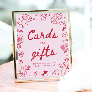 Pink Hand Drawn Modern Valentine Cards and Gifts Poster