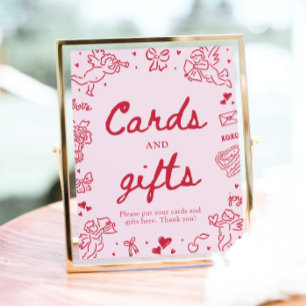 Pink Hand Drawn Modern Valentine Cards and Gifts Poster