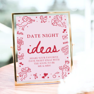 Pink Hand Drawn Modern Valentine Date Night Ideas Poster