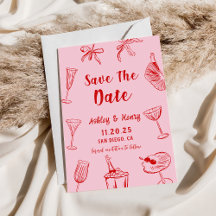 Pink Hand Drawn Quirky Wedding Save The Date