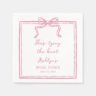 Pink Hand Drawn Shes Tying the Knot Napkins
