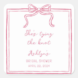 Pink Hand Drawn She's Tying the Knot Sticker