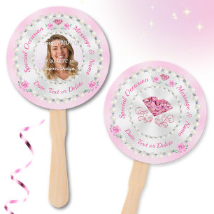 Pink Hand Fans, Personalised Hand Fans with PHOTO