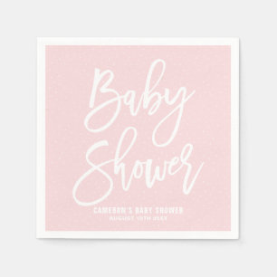 Pink Hand Lettered Baby Shower Paper Napkins