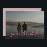 Pink Hand written Modern Photo Blush Dusty Save The Date<br><div class="desc">Beautiful calligraphy lettering in pink to overlay your photo save the date card. This is beautiful typography on a full bleed one card photo with white lettering. It includes a light gradient overlay if your photo needs it behind the text. You can keep or delete the soft gradient if you...</div>