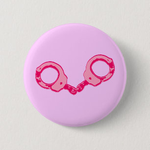 Pink Handcuffs 6 Cm Round Badge