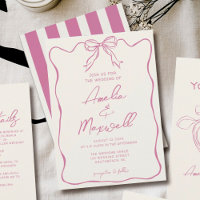Pink Handdrawn Coquette Trendy Romantic Wedding
