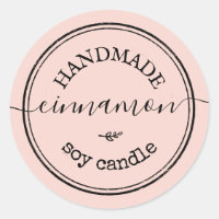 Pink Handmade Script Black Border Product Label