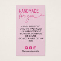 Pink Handmade Wash Instructions Social Media