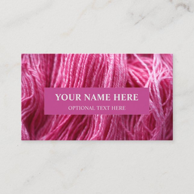 Pink Handspun Yarn Business Card (Front)