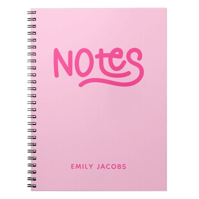 Pink Handwriting Notes Typography Notebook (Front)