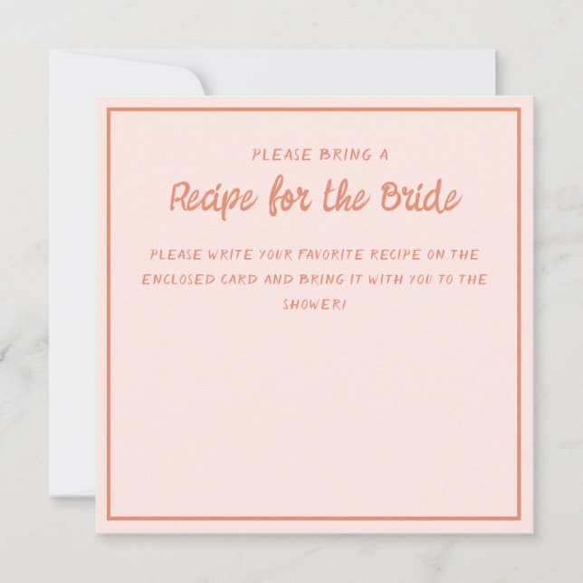 Pink Handwriting Retro Recipe Bridal Shower  Invit Invitation (Front)