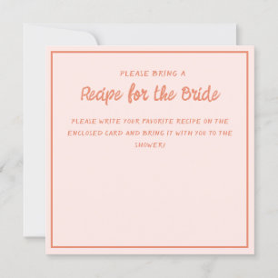 Pink Handwriting Retro Recipe Bridal Shower  Invit Invitation