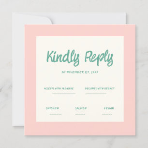 Pink Handwriting Retro Wedding Rsvp Invitation