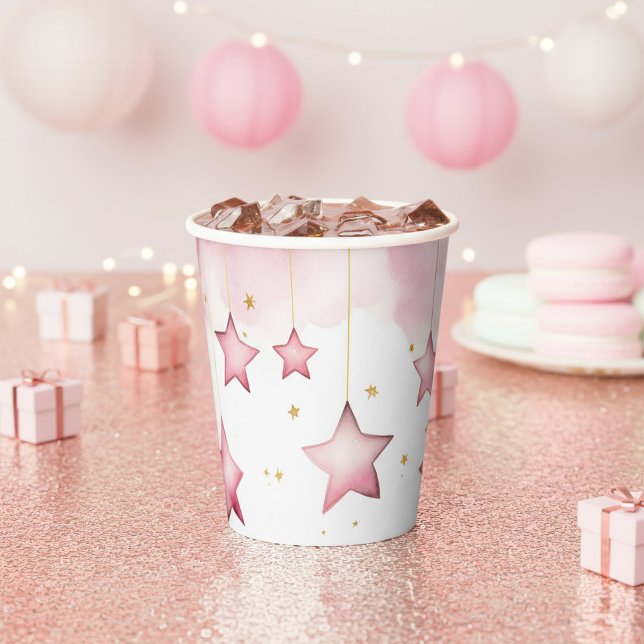 Pink hanging stars paper cup (Pink hanging stars paper cup.)