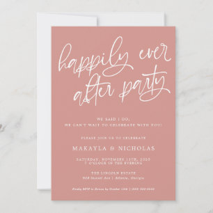 Pink Happily Ever After Party Wedding Reception Invitation